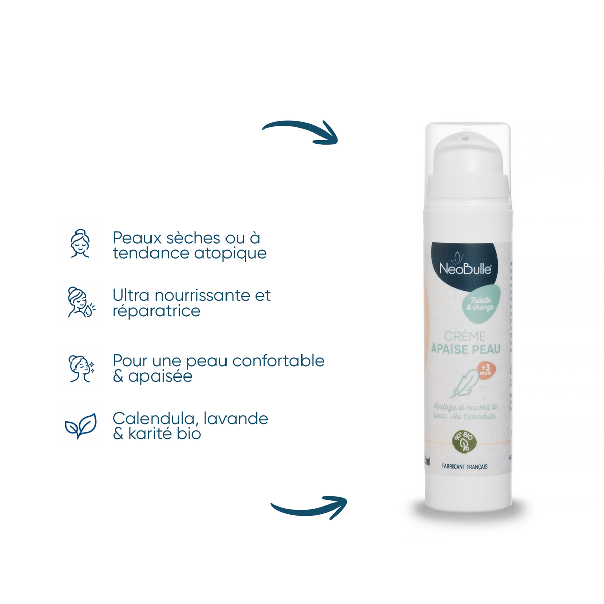 Crème Apaise Peau, Soulage et nourrit la peau Au Calendula