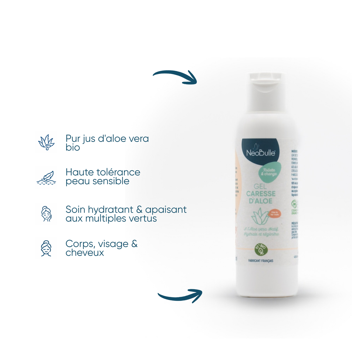 Aloe Vera Caress Gel, Hydrates and regenerates the skin