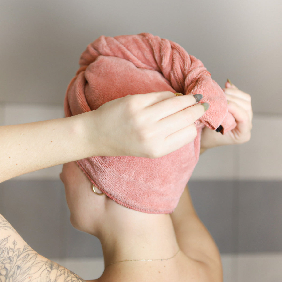 Serviette à cheveux, adulte, Pêche