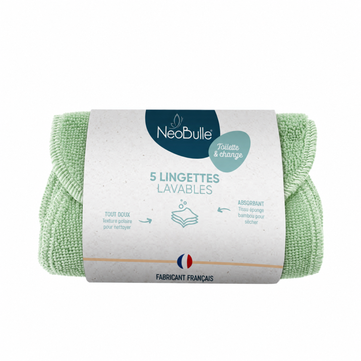 Lot de 5 Lingettes lavables, Amande
