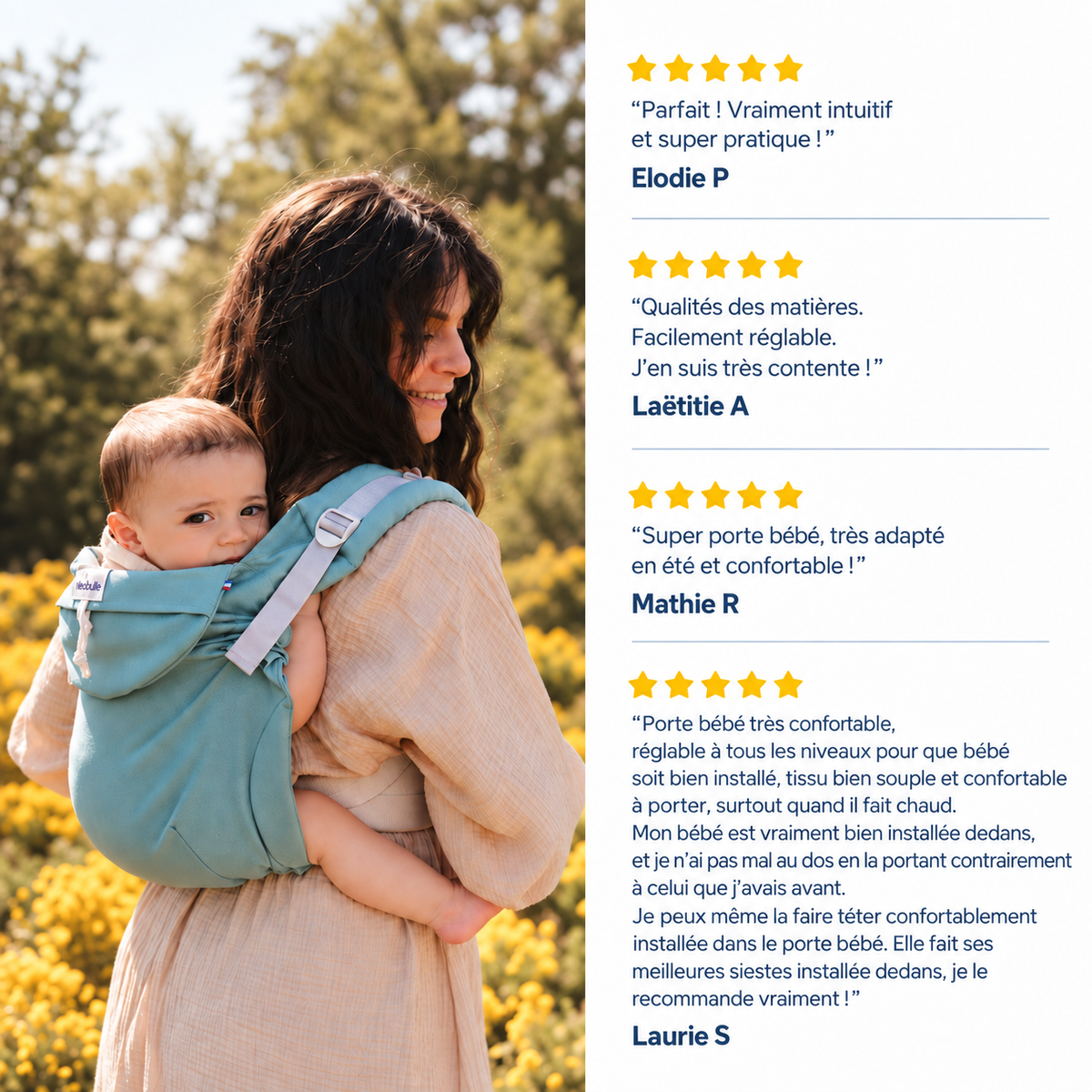Néo, Porte bébé physiologique, Azur