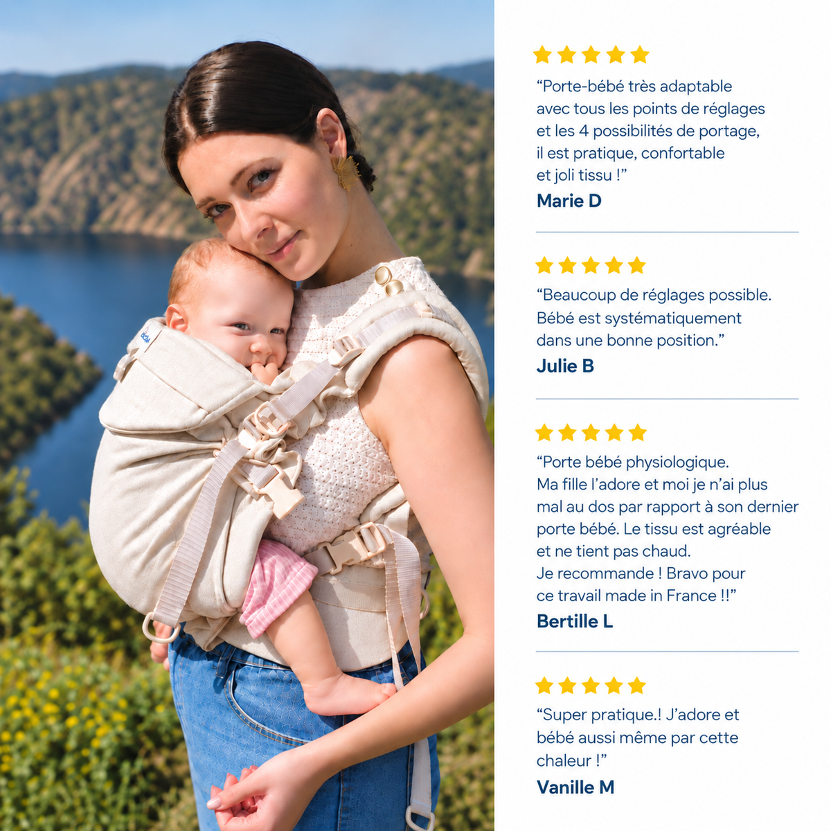 Néo plus, Porte bébé physiologique, Lin Naturel