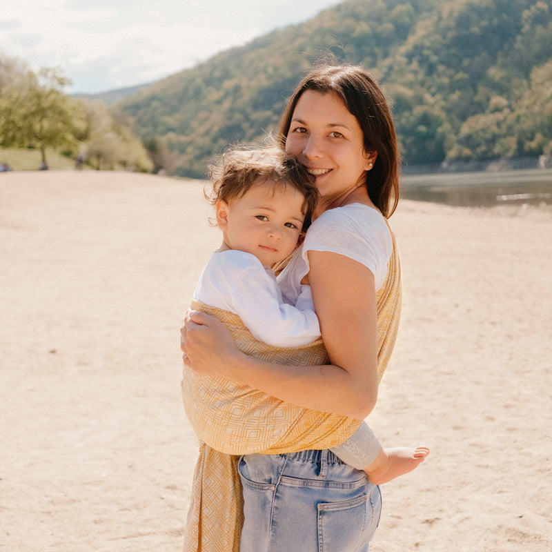 Écharpe de portage jacquard, nomade ocre