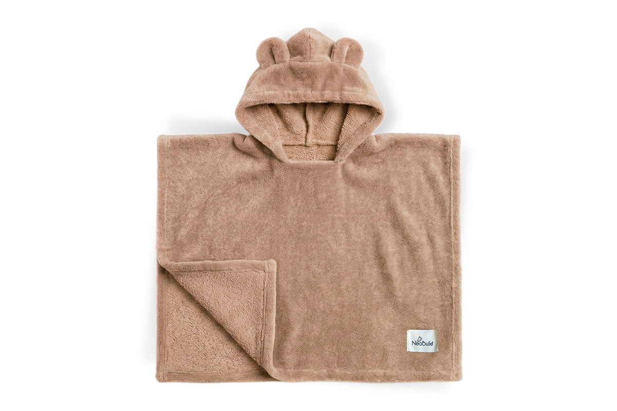 Poncho de bain enfant à capuche, Taupe