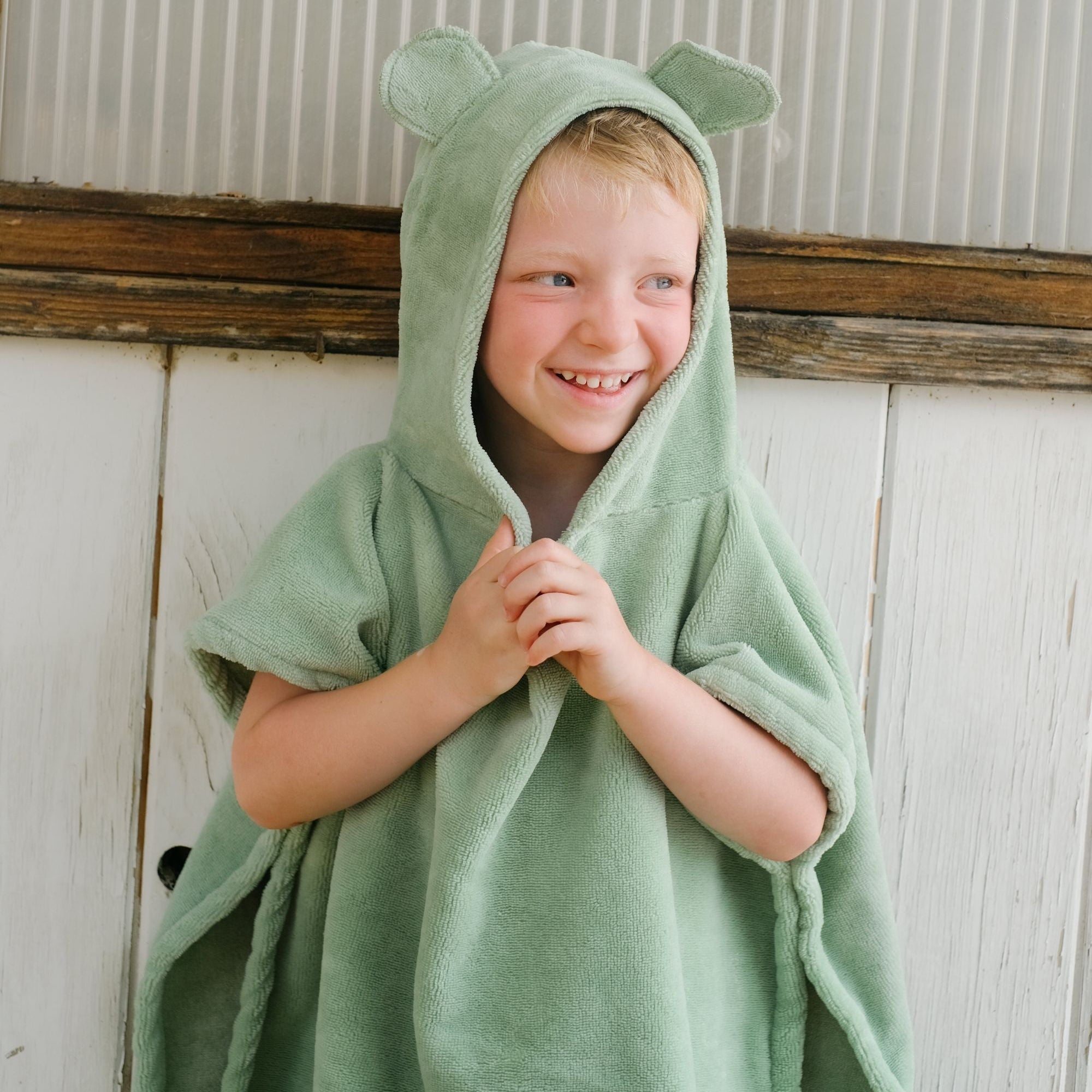 Poncho de bain enfant à capuche, Amande