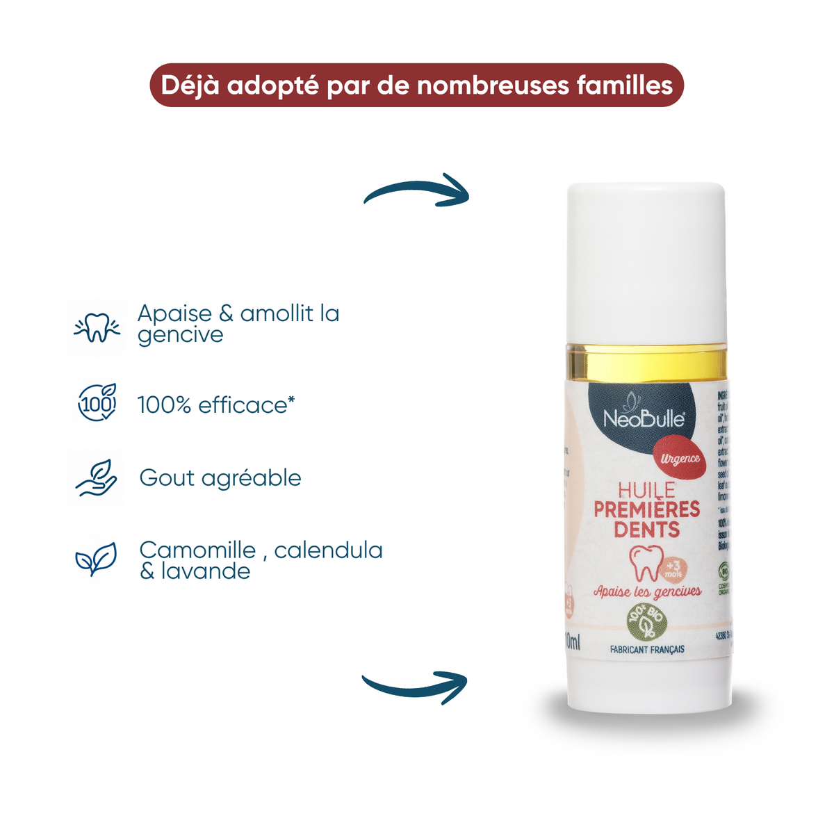 Huile Premières dents, apaise les gencives