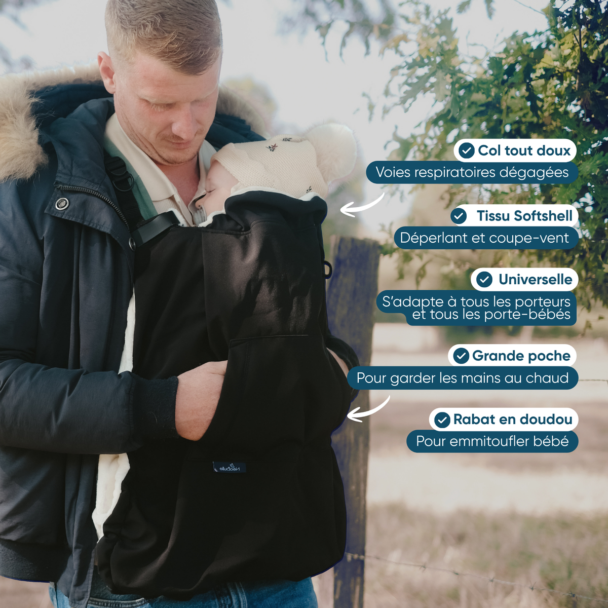 Couverture de portage 3 en 1, nouvelle version, Noire
