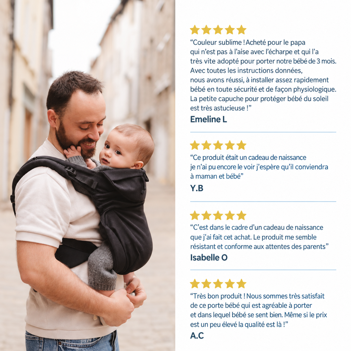 Néo, Porte bébé physiologique, Noir
