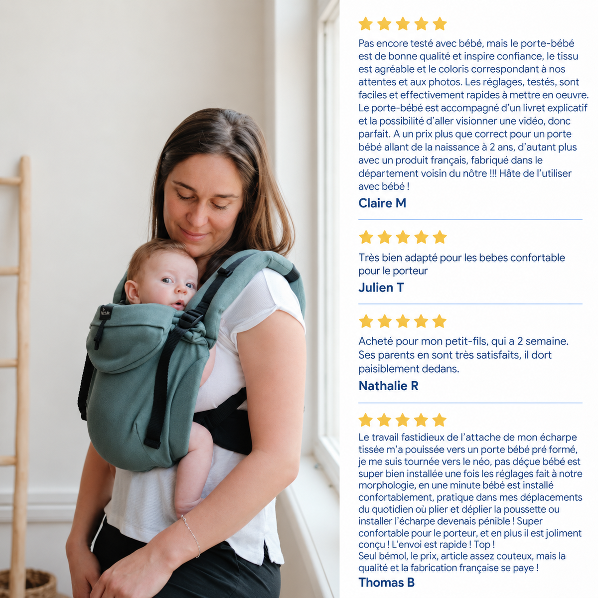 Néo, Porte bébé physiologique, Vert eucalyptus