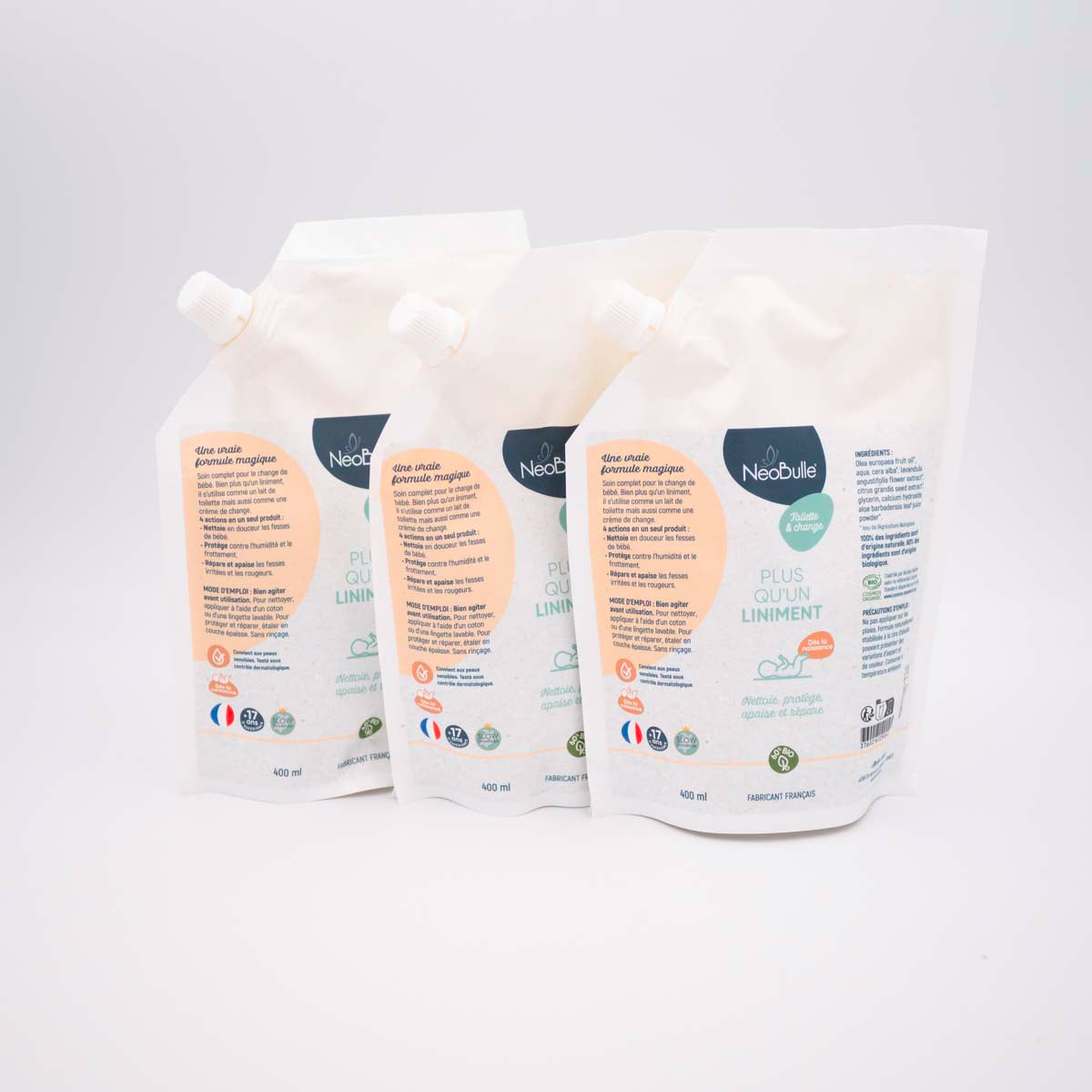 Lot de 3 eco-recharges Plus qu'un Liniment 400 ml