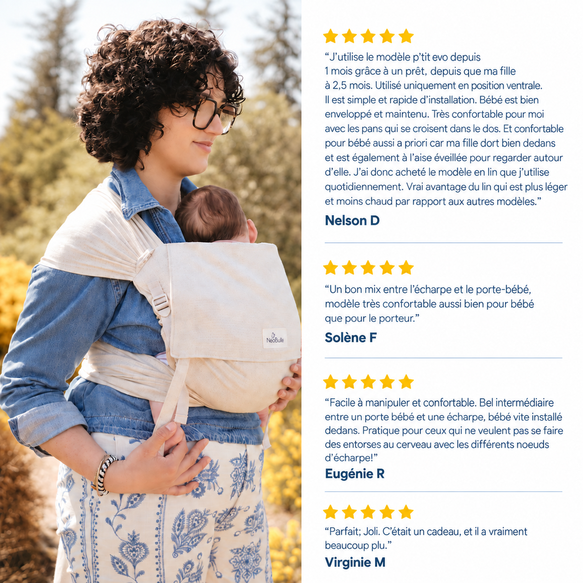 P'tit evo, Porte bébé à nouer, Lin Naturel