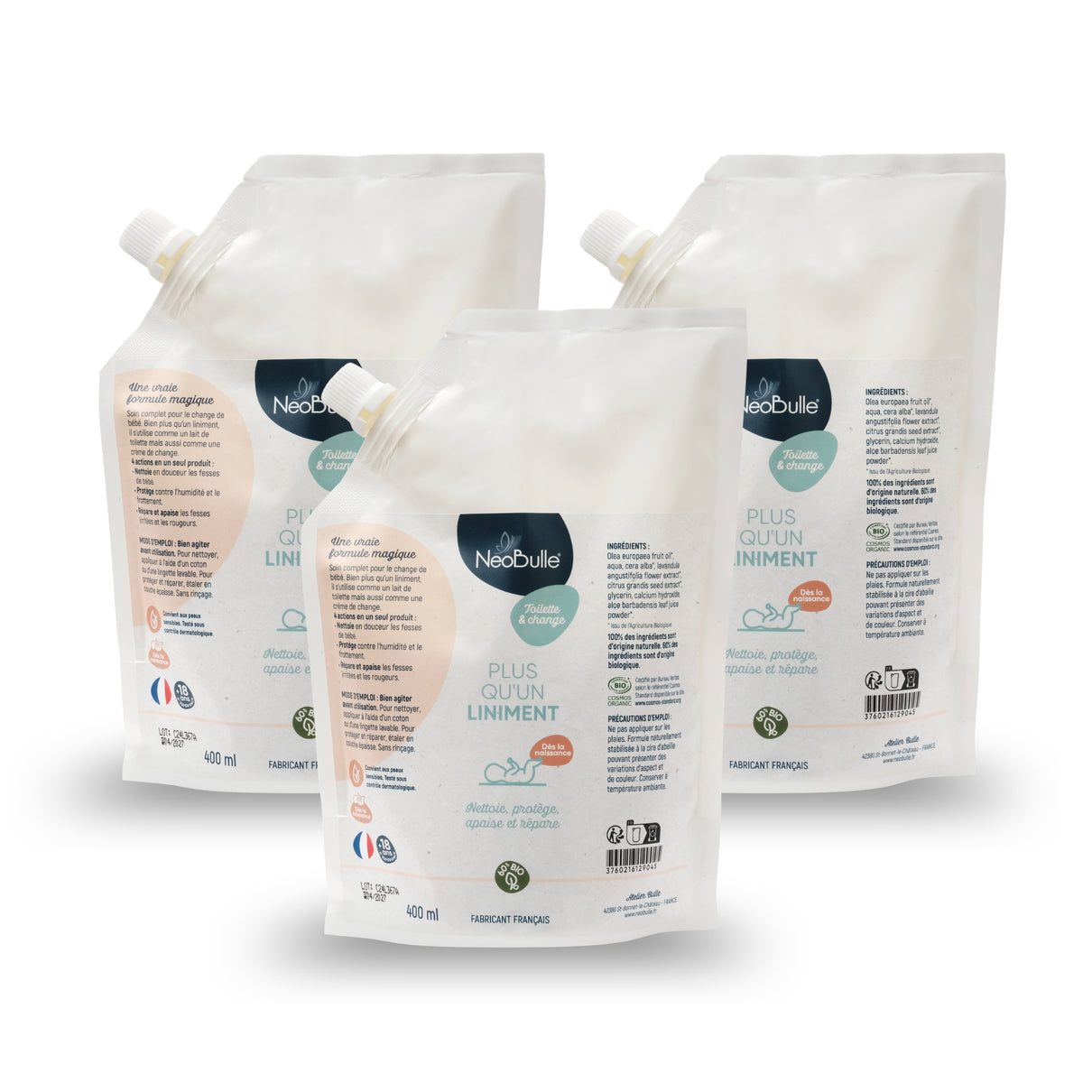 Lot de 3 eco-recharges Plus qu'un Liniment 400 ml