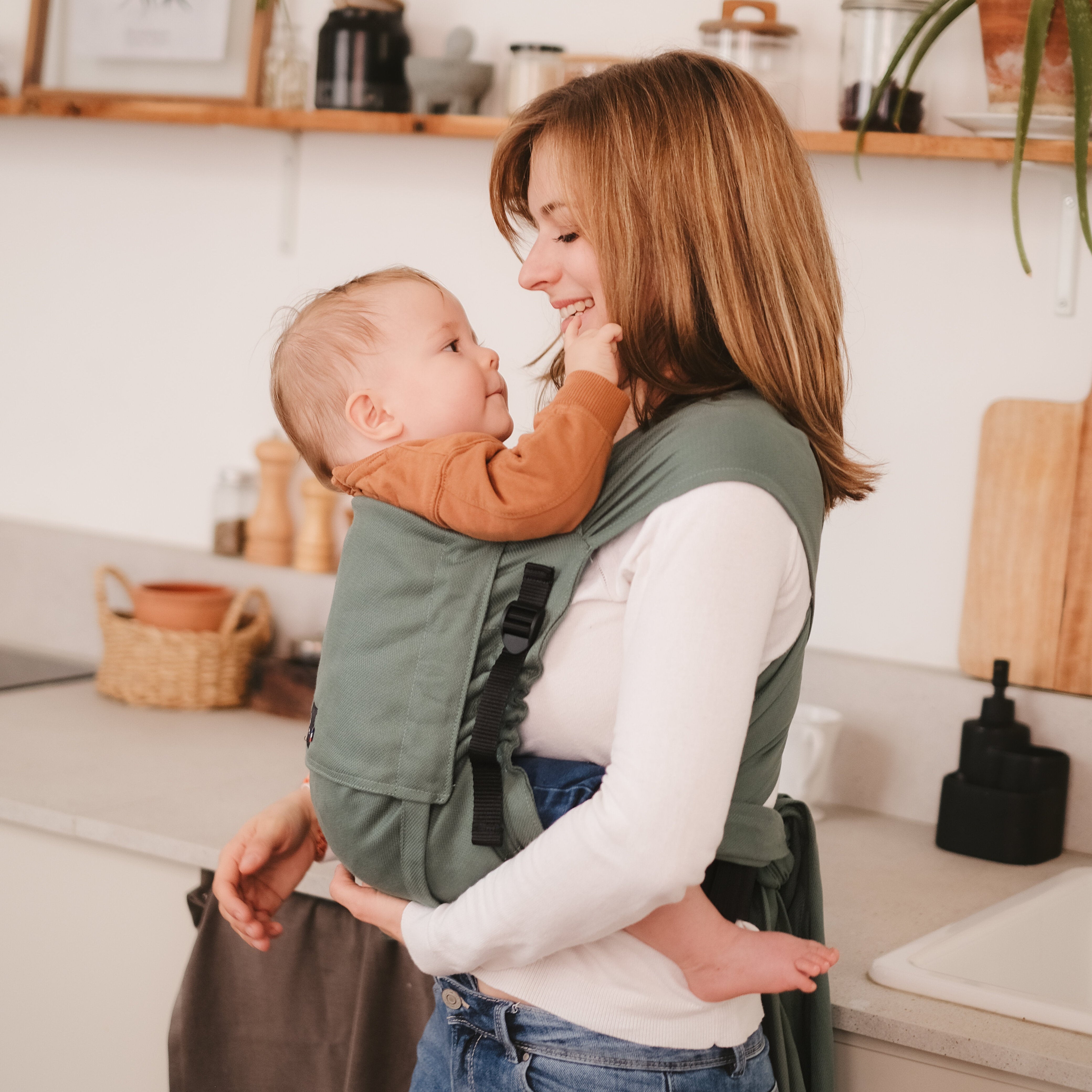 P'tit evo, Porte bébé à nouer, Vert eucalyptus