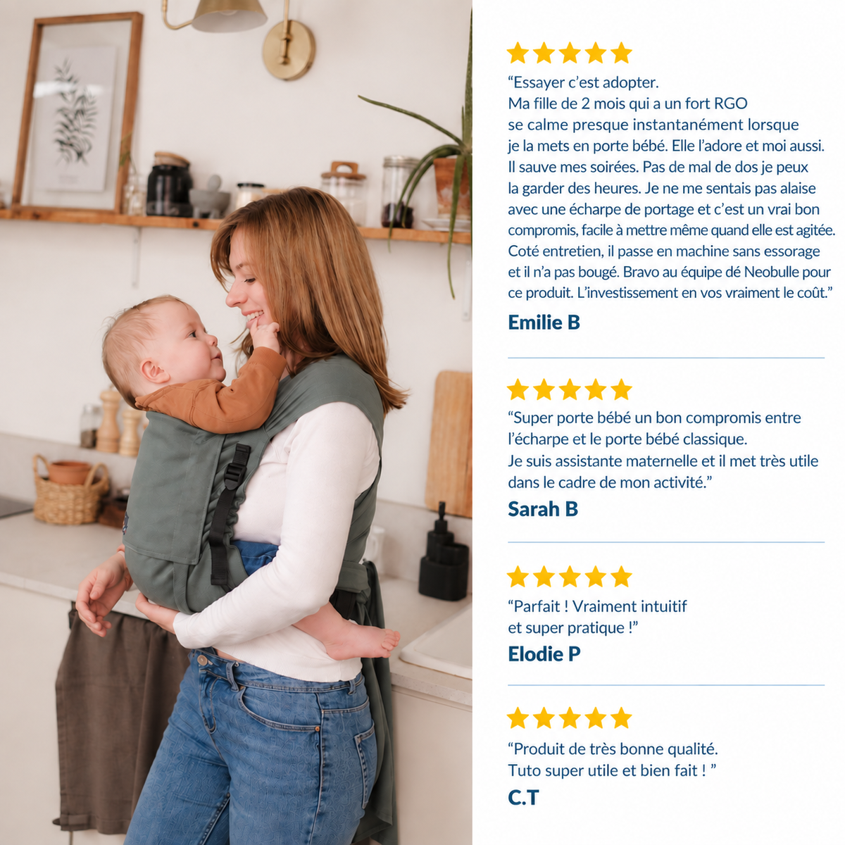 P'tit evo, Porte bébé à nouer, Vert eucalyptus
