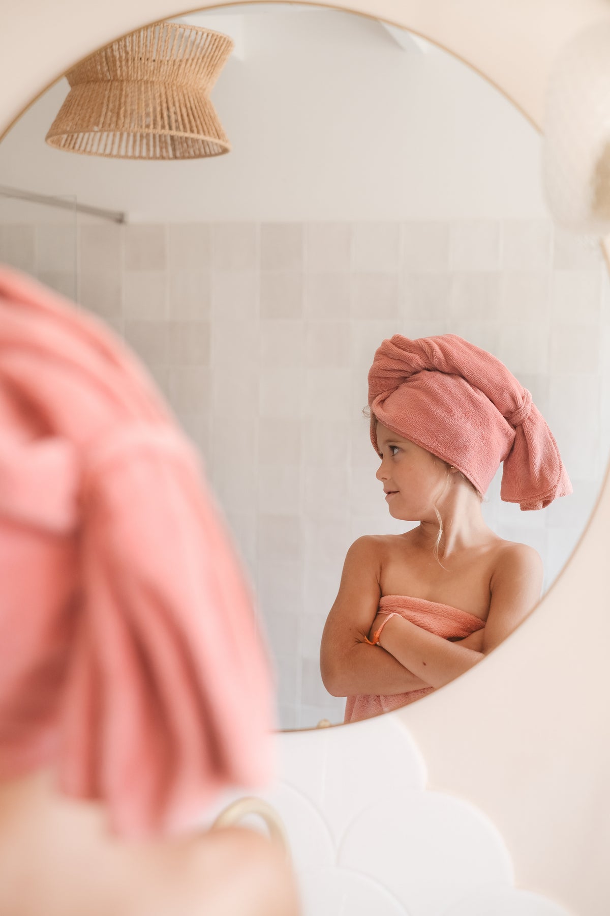 Serviette à cheveux, enfant, Pêche
