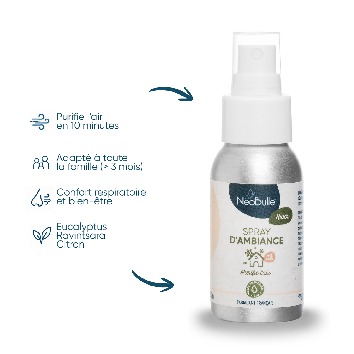 Spray d'ambiance Hiver, purifie l air