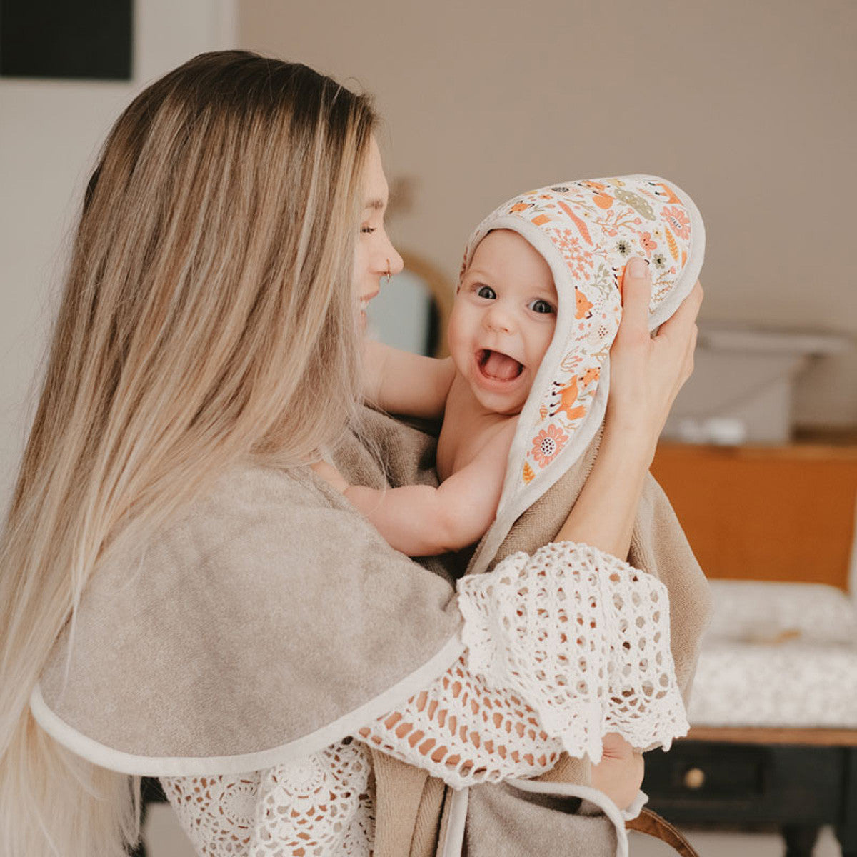 Bain cocoon, serviette tablier nouvelle version