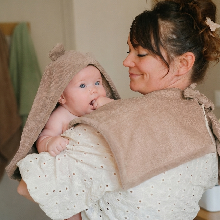 Bain Cocoon : Cape de Bain innovante, Taupe
