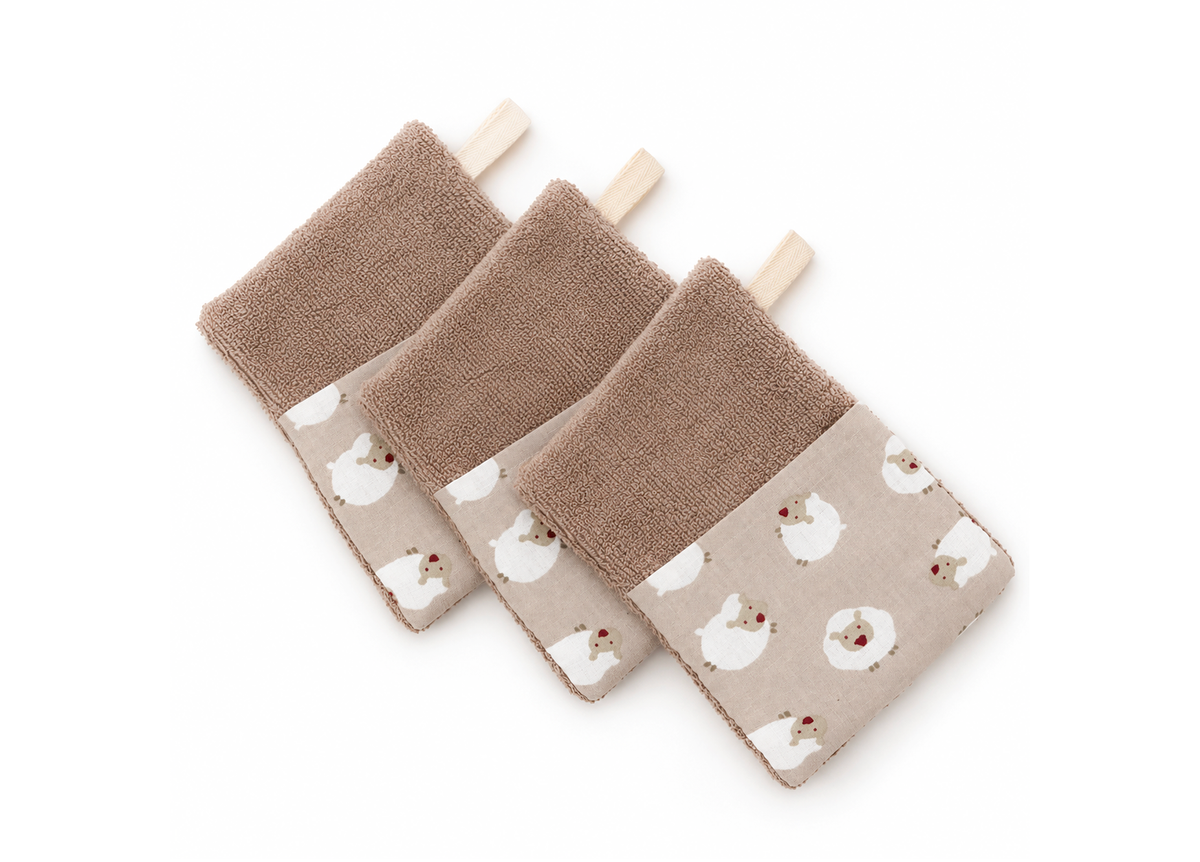 Lot de 3 Gants Débarbouillette