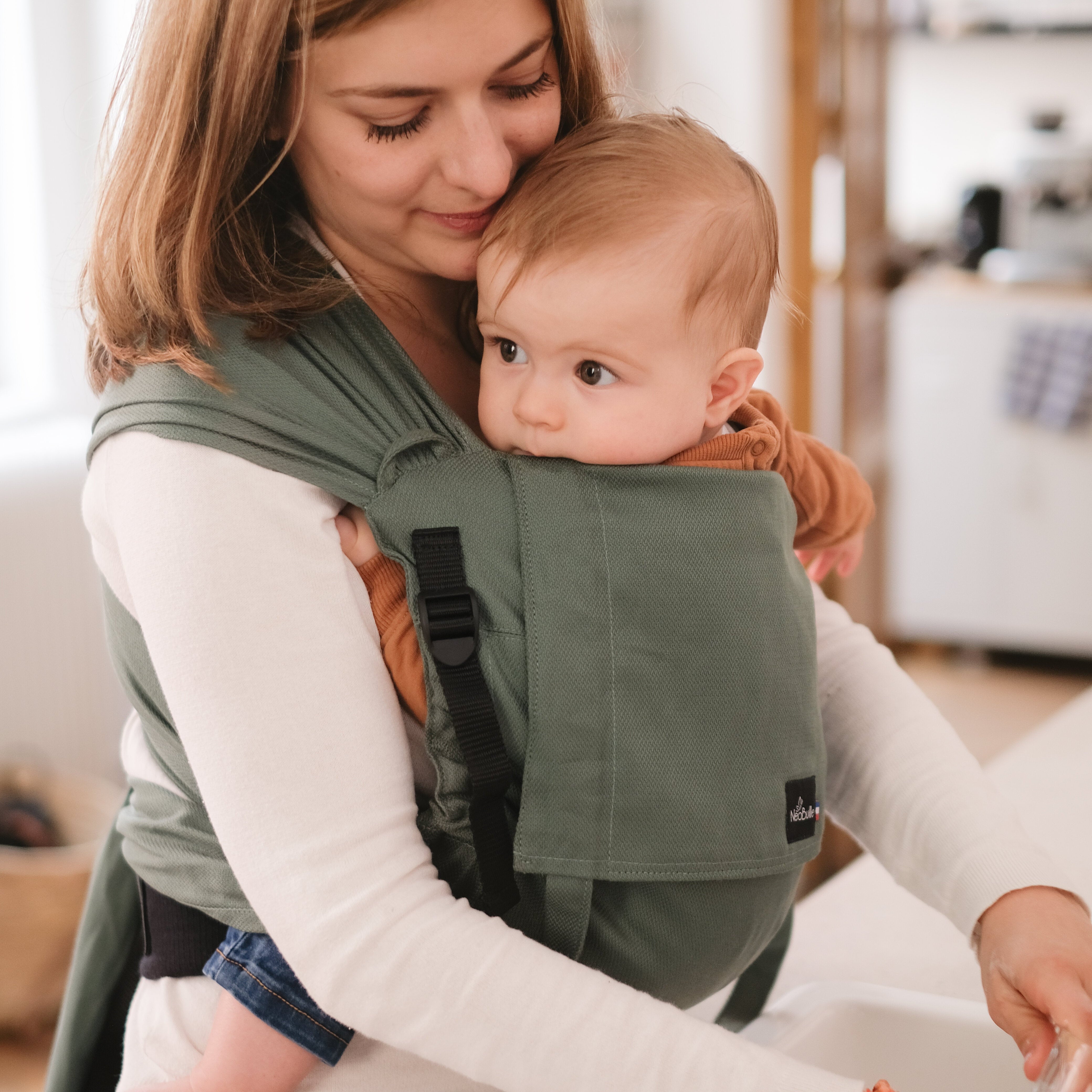 P'tit evo, Porte bébé à nouer, Vert eucalyptus